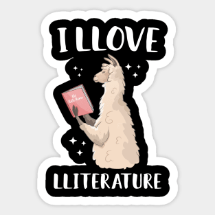 I Llove Literature Cute Llama Sticker